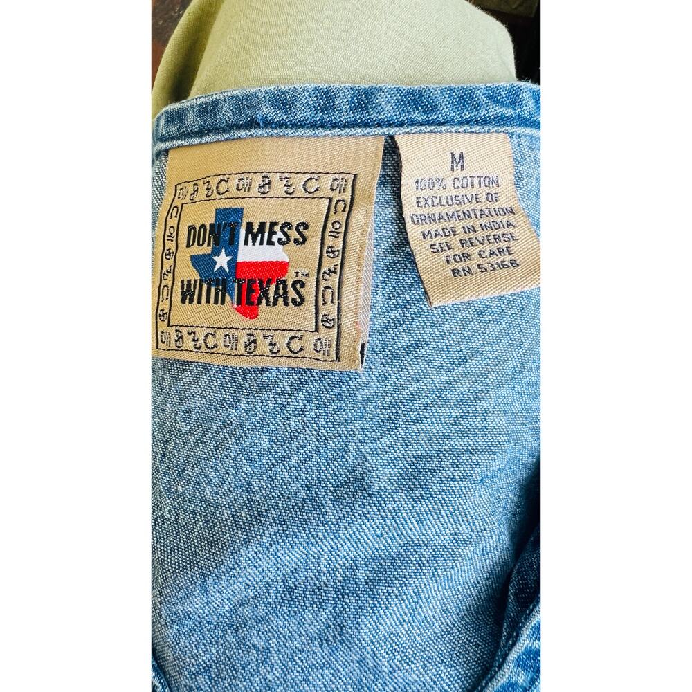 Vintage Embroidered Denim Vest Don't Mess With Texas Western Y2K - Picture 5 of 5